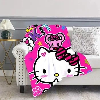 Новое одеяло с мультяшным принтом Hello Kitty, Фланелевое одеяло Kuromi, Детское одеяло для обеденного перерыва, Лучший подарок