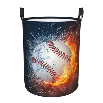 Бейсбольный мяч в огне и воде Корзина для белья Складная корзина для хранения игрушек для одежды для детской комнаты